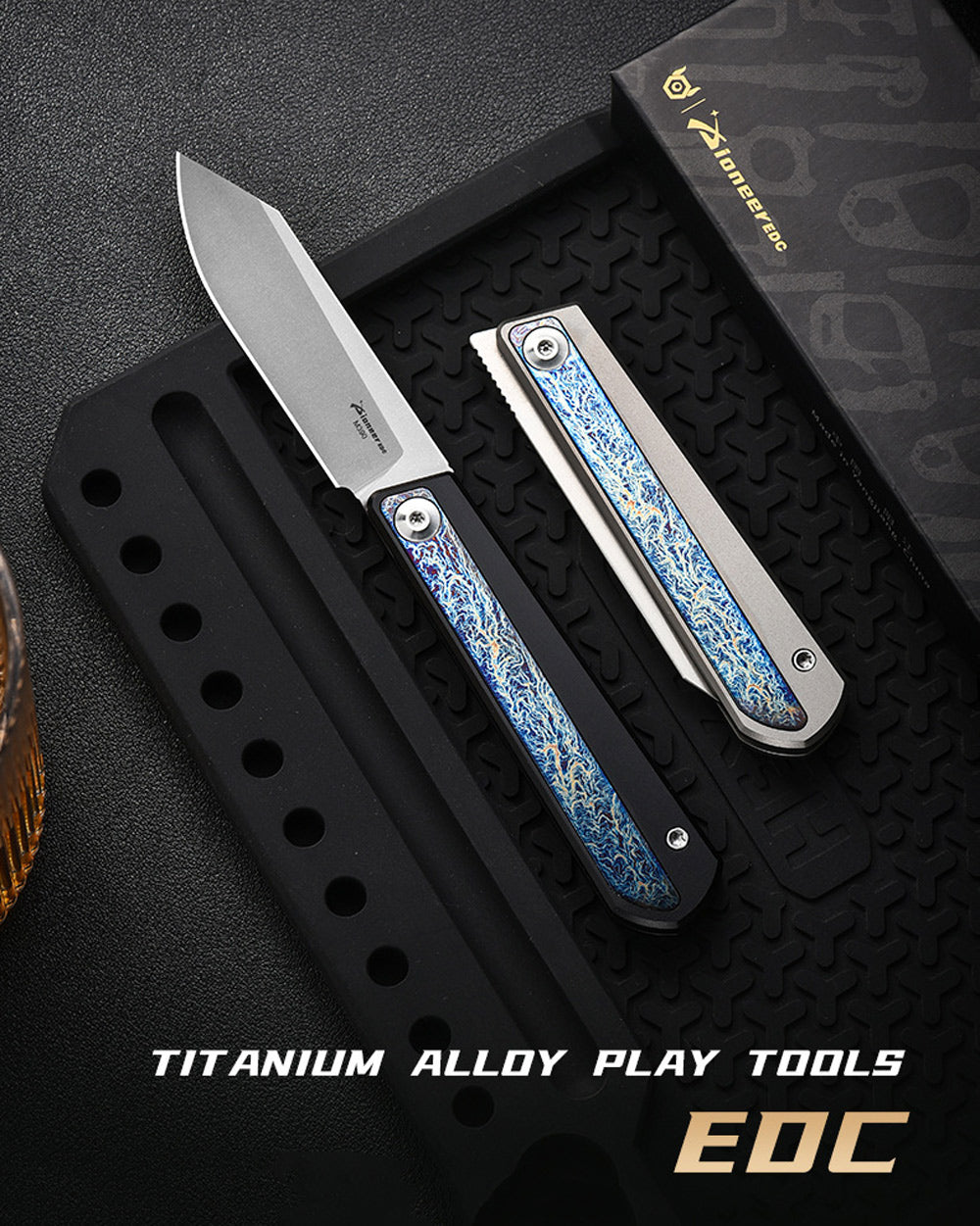 PioneerEDC MT038 Front Flipper Slipjoint Folding Pocket EDC Knife,  M390 Blade, TC4 Titanium Handles