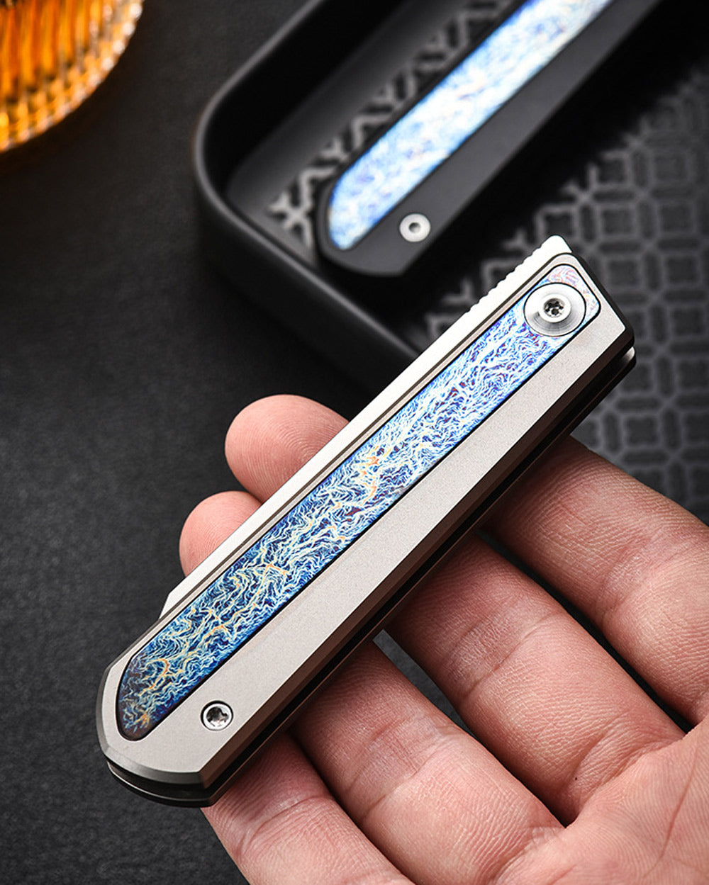 PioneerEDC MT038 Front Flipper Slipjoint Folding Pocket EDC Knife,  M390 Blade, TC4 Titanium Handles