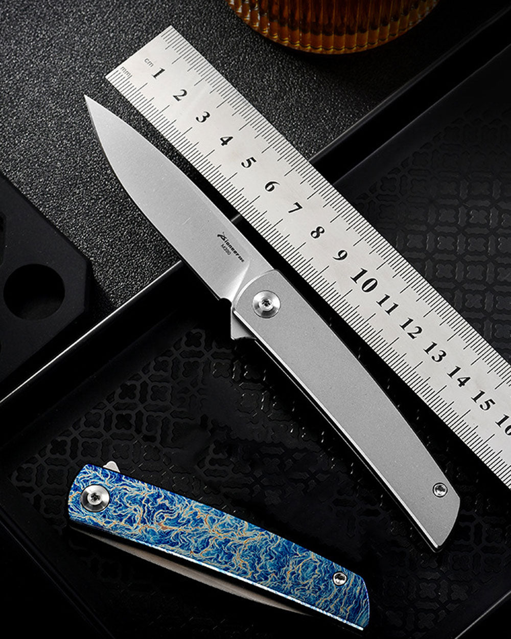 PioneerEDC MT0374 Folding Pocket Knife, 2.91 Inch M390 Drop Point Blade, TC4 Titanium Handle, Slipjoint Non-Locking, EDC, 2 Oz