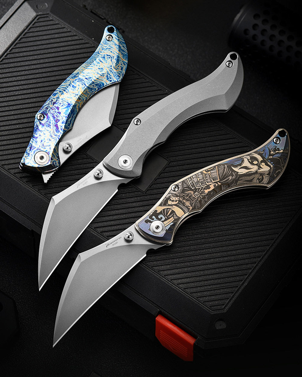 PioneerEDC MT47 Compact Folding Pocket EDC Knife, M390 Wharncliffe Blade, Frame Lock TC4 Titanium Handle with Pocket Clip, 2.4 oz
