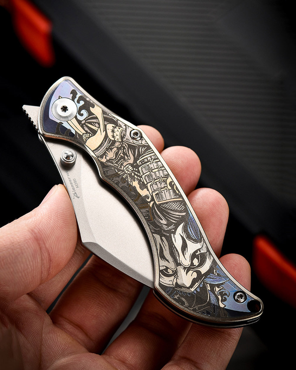 PioneerEDC MT47 Compact Folding Pocket EDC Knife, M390 Wharncliffe Blade, Frame Lock TC4 Titanium Handle with Pocket Clip, 2.4 oz