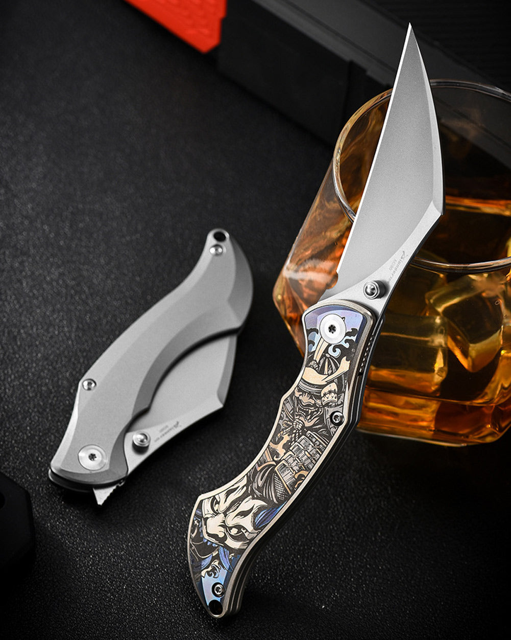 PioneerEDC MT47 Compact Folding Pocket EDC Knife, M390 Wharncliffe Blade, Frame Lock TC4 Titanium Handle with Pocket Clip, 2.4 oz
