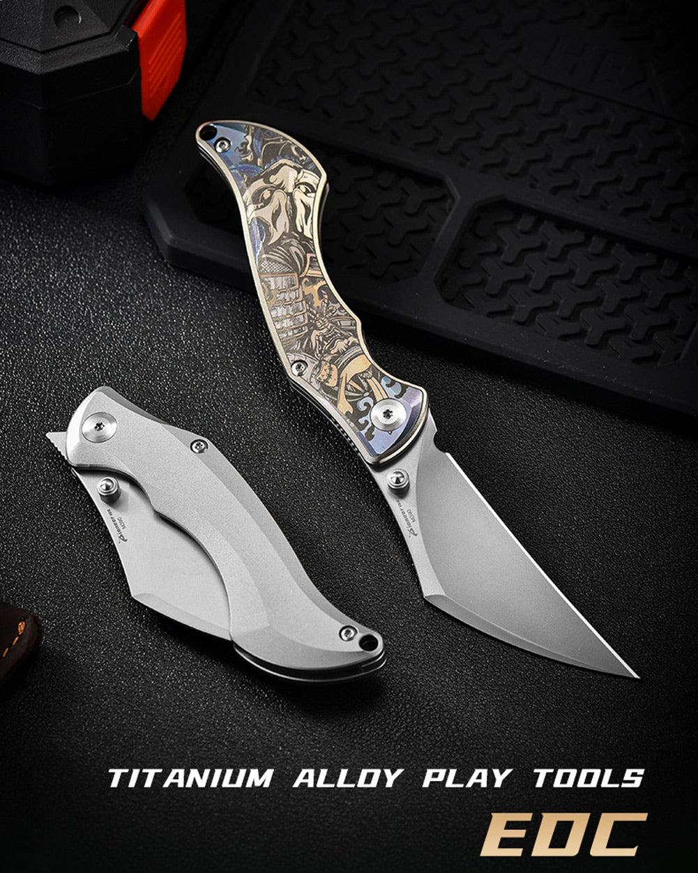 PioneerEDC MT47 Compact Folding Pocket EDC Knife, M390 Wharncliffe Blade, Frame Lock TC4 Titanium Handle with Pocket Clip, 2.4 oz