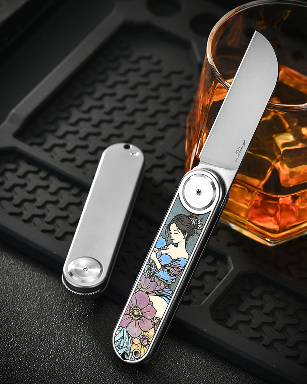 PioneerEDC MT358 Folding Pocket EDC Knife, 2.28 Inch Sheepsfoot M398 Blade, TC4 Titanium Handles, Double Detent Non-Locking, Front Flipper Opening, 2.57 Oz