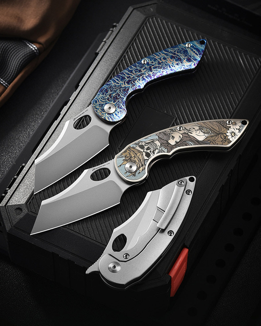PioneerEDC MT56 Compact Folding Pocket EDC Flipper Thumb Hole Opening Knife, M390 Wharncliffe Blade, 3.94 inches Frame Lock TC4 Titanium Handle with Pocket Clip, 3 oz