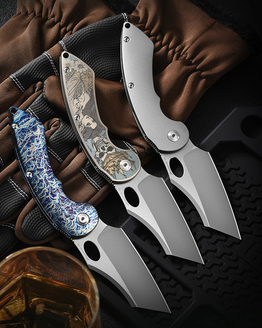 PioneerEDC MT56 Compact Folding Pocket EDC Flipper Thumb Hole Opening Knife, M390 Wharncliffe Blade, 3.94 inches Frame Lock TC4 Titanium Handle with Pocket Clip, 3 oz