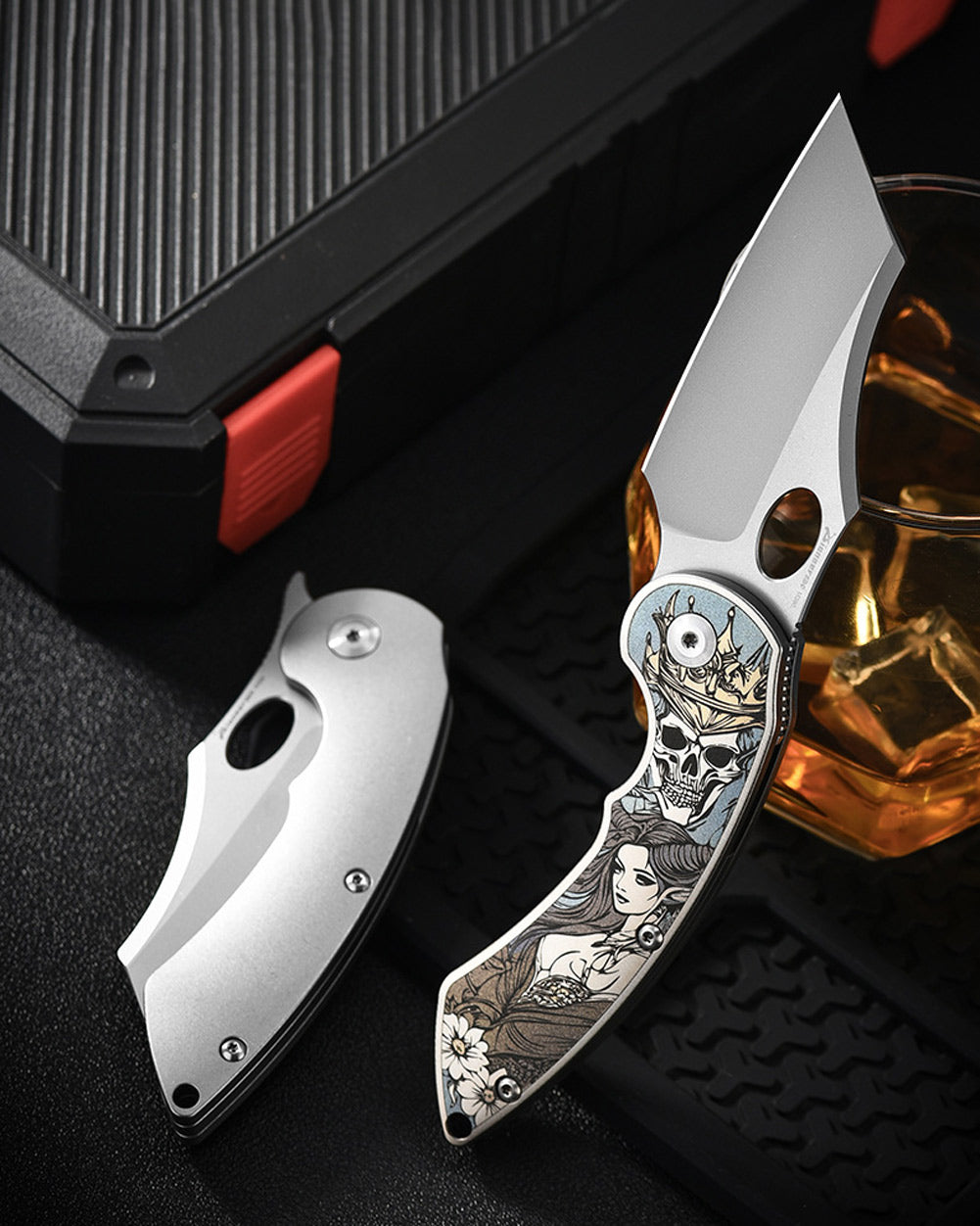 PioneerEDC MT56 Compact Folding Pocket EDC Flipper Thumb Hole Opening Knife, M390 Wharncliffe Blade, 3.94 inches Frame Lock TC4 Titanium Handle with Pocket Clip, 3 oz