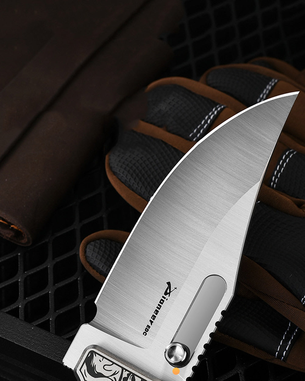 PioneerEDC DT527 Folding Pocket EDC Knife, Flipper Thumb Stud Opening D2 Drop Point Blade, 5.27 inches Frame Lock TC4 Titanium Handle with Pocekt Clip, 7.73 oz