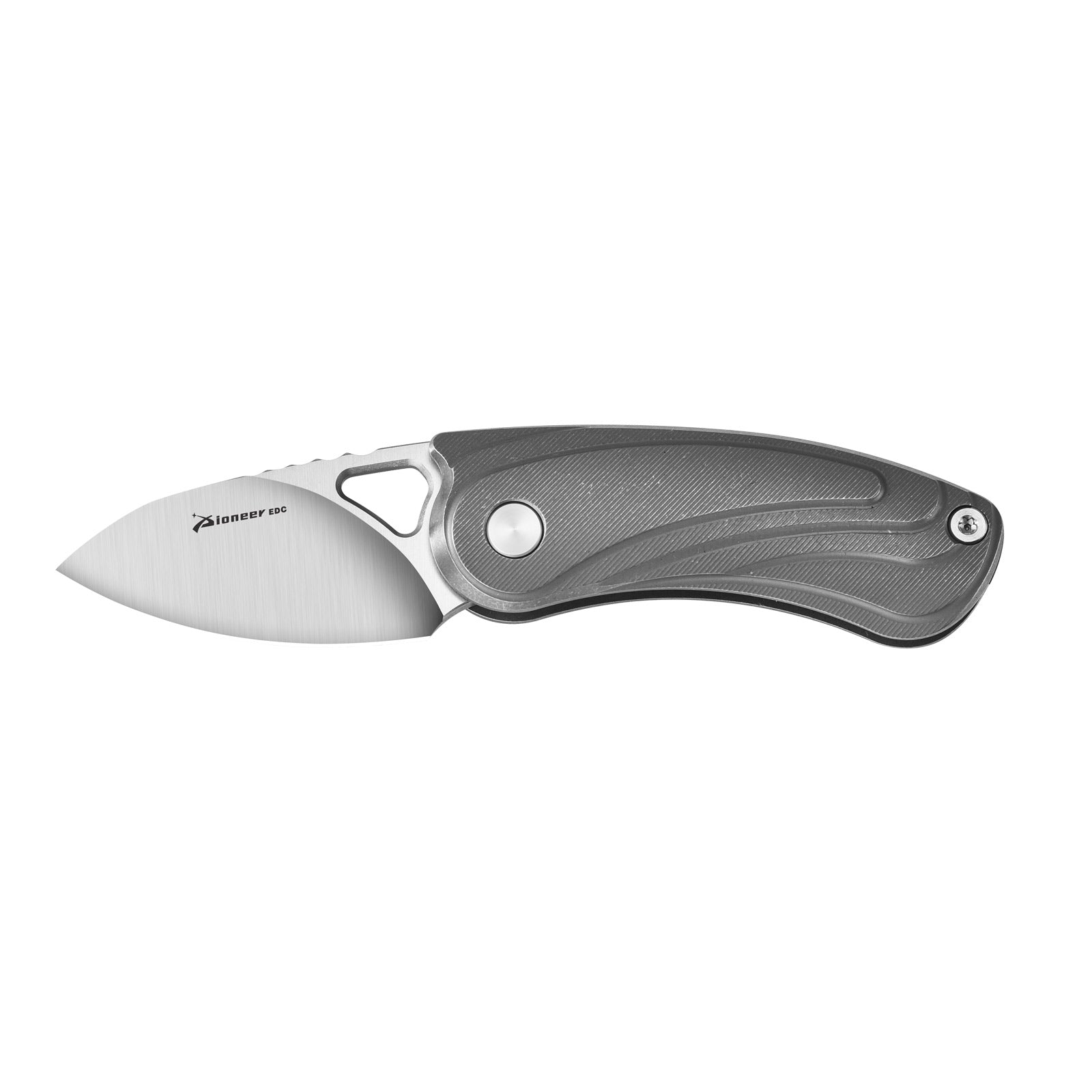 PioneerEDC MT189 Mini Folding Pocket EDC Knife, 1.89 Inch Sheepsfoot 14C28N Blade, TC4 Titanium Handles, Double Detent Non-Locking, Thumb Hole Opening, 2.59 Oz