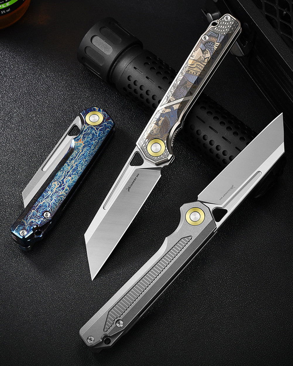 PioneerEDC MT472 Pocket Folding EDC Knife, D2 Wharncliffe Reverse Tanto Blade, Liner Lock TC4 Titanium Handle with Pocket Clip, 4.7 oz