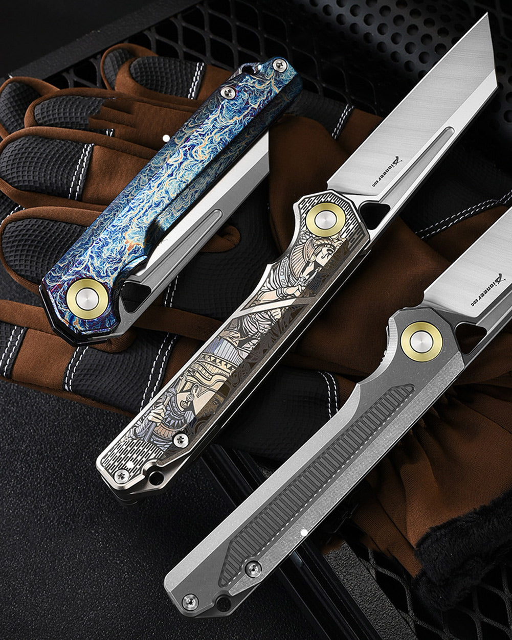 PioneerEDC MT472 Pocket Folding EDC Knife, D2 Wharncliffe Reverse Tanto Blade, Liner Lock TC4 Titanium Handle with Pocket Clip, 4.7 oz