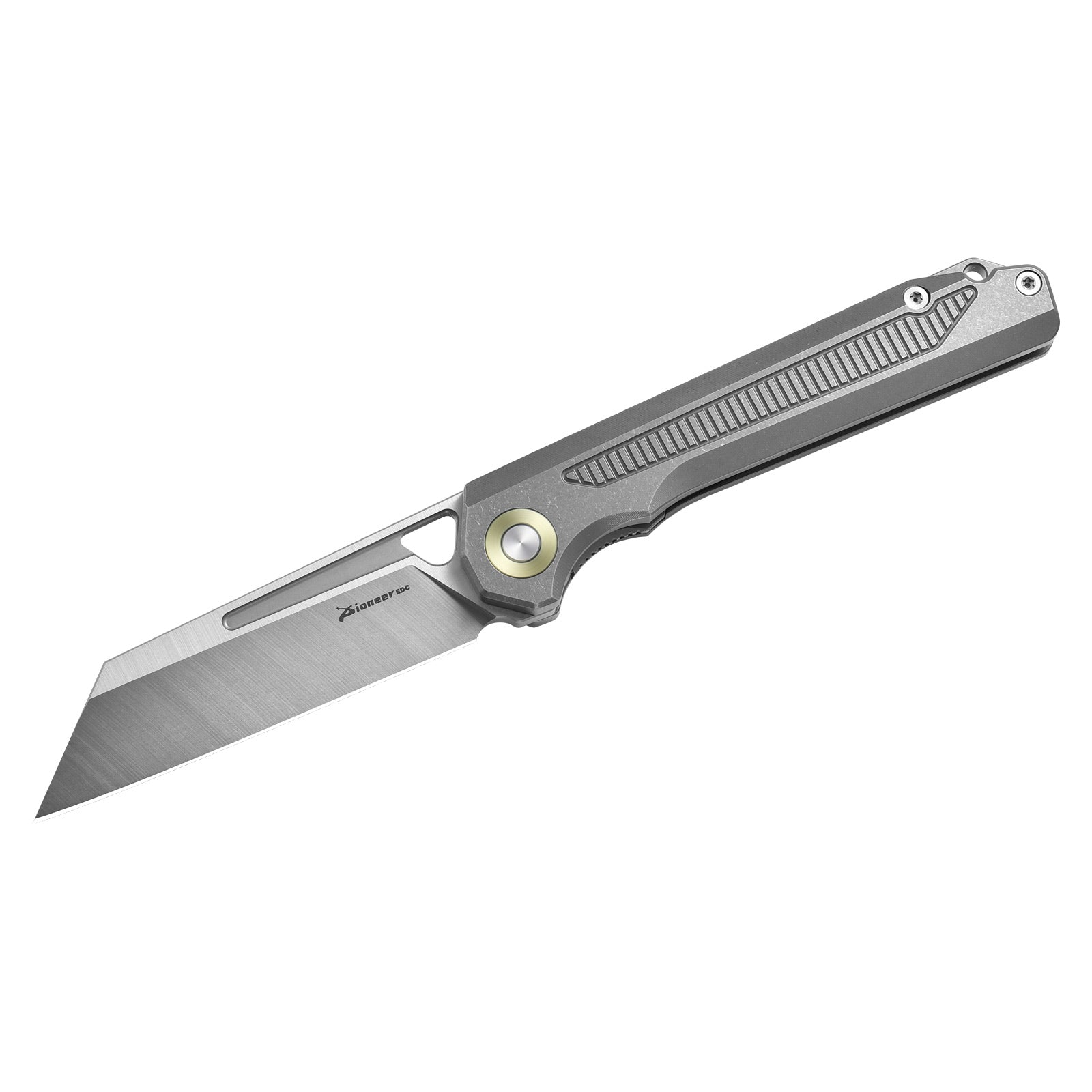 PioneerEDC MT472 Pocket Folding EDC Knife, D2 Wharncliffe Reverse Tanto Blade, Liner Lock TC4 Titanium Handle with Pocket Clip, 4.7 oz