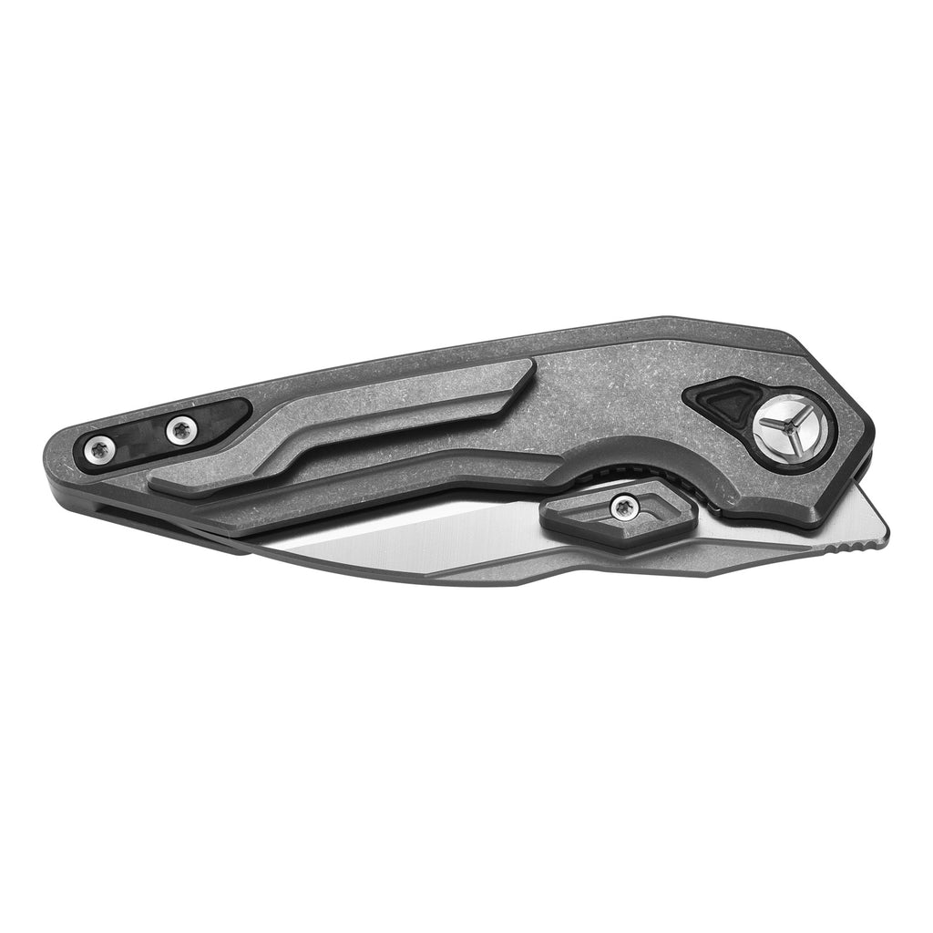 PioneerEDC MTP472 Folding Pocket Knife, D2 Wharncliffe Blade, TC4 Titanium and Carbon Fiber Handle, Liner Lock, with Pocket Clip, 8.27 Inches