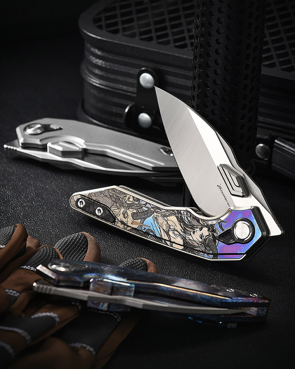 PioneerEDC MTP472 Folding Pocket Knife, D2 Wharncliffe Blade, TC4 Titanium and Carbon Fiber Handle, Liner Lock, with Pocket Clip, 8.27 Inches