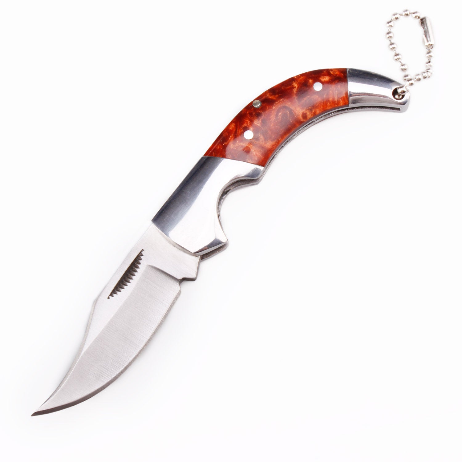 Samior AC513 Mini Bowie Slipjoint Keychain Knife, 2" Clip Blade, Acrylic Handle