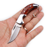 Samior AC513 Little Fang Mini Bowie Slipjoint Keychain Knife, 2 inches Satin Clip Point Nick Nail Blade Small Folding Pocket Knives, Flame Pattern Acrylic Handle Dual Steel Bolsters Handle, 1.6 oz