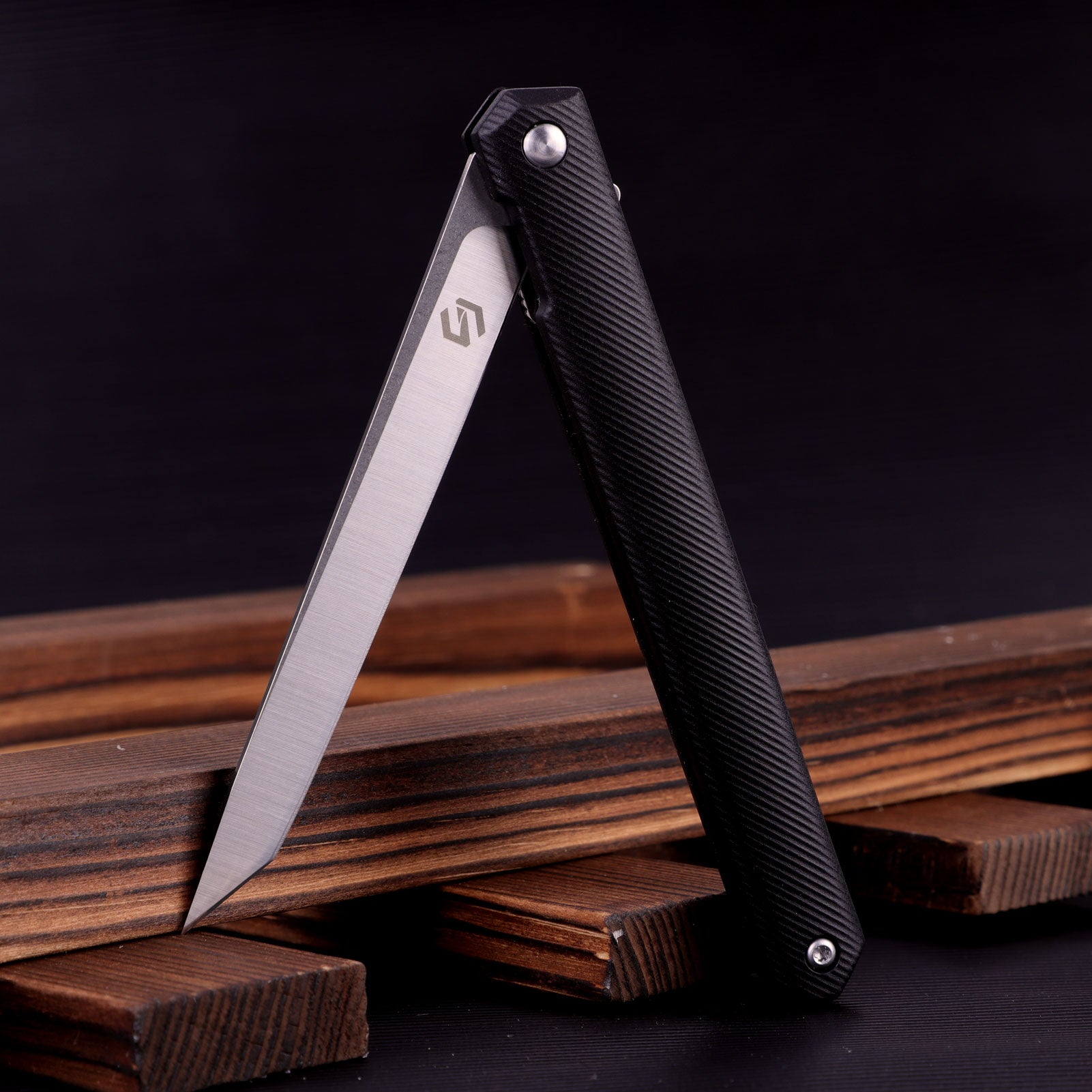 Samior  GA035 Slim Flipper Knife, 3.5" 5CR13 Tanto Blade, ABS Handle