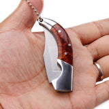 Samior AC513 Mini Bowie Slipjoint Keychain Knife, 2" Clip Blade, Acrylic Handle
