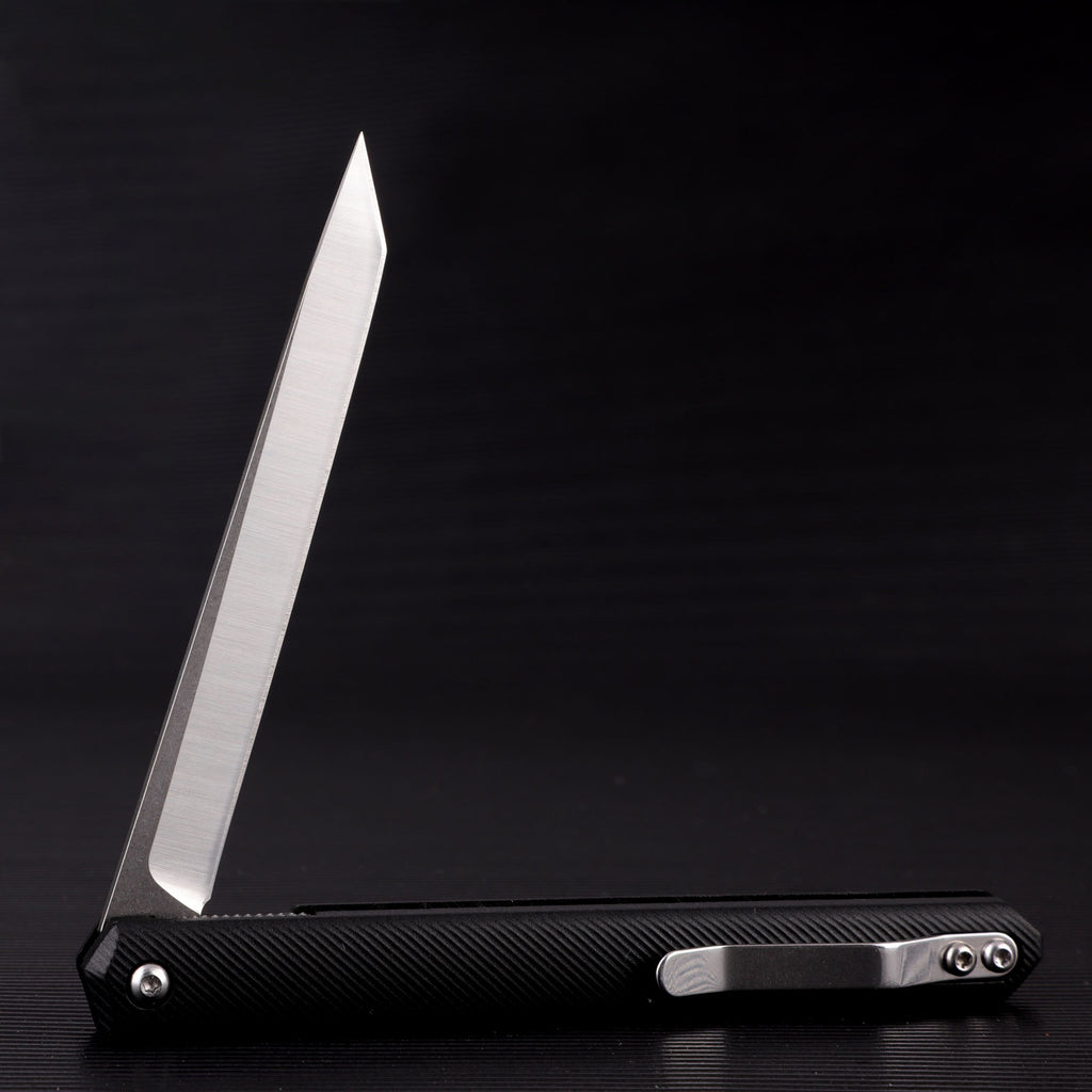 Samior  GA035 Slim Flipper Knife, 3.5" 5CR13 Tanto Blade, ABS Handle