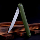 Samior  GA035 Slim Flipper Knife, 3.5" 5CR13 Tanto Blade, ABS Handle