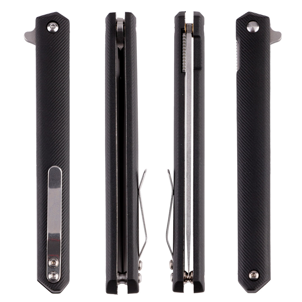 Samior  GA035 Slim Flipper Knife, 3.5" 5CR13 Tanto Blade, ABS Handle