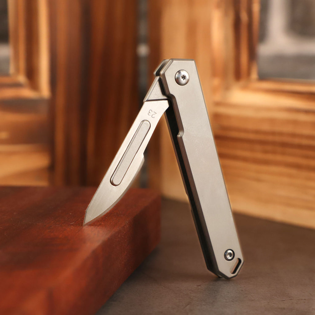Mini Titanium Pocket Utility Folding Knife Scalpel Blades Opener Keychain  EDC