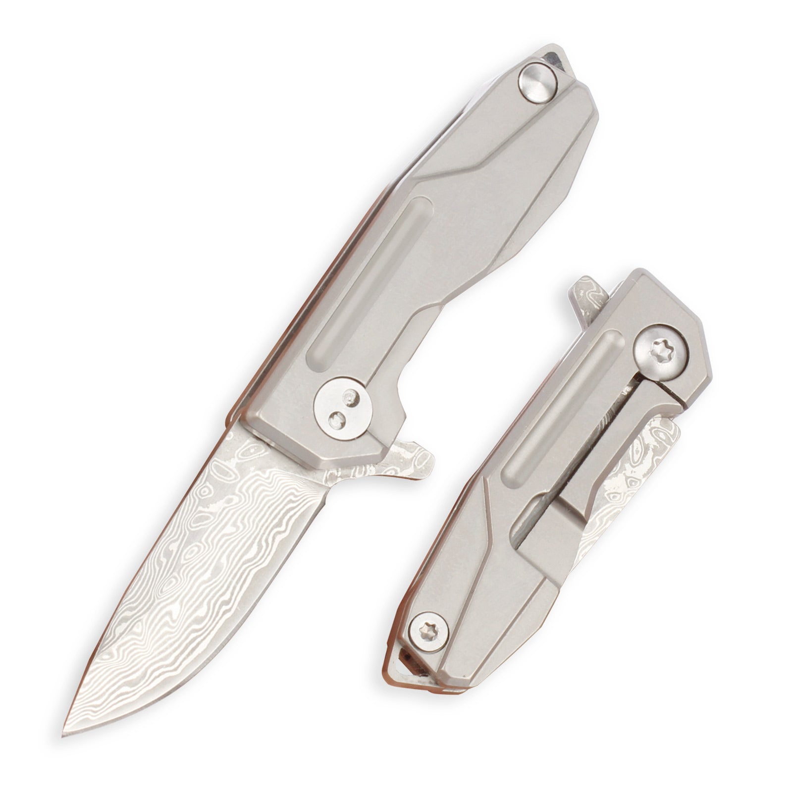 Samior HY002 Mini Blue Titanium Handle Flipper Knife, 1.3” D2 Blade