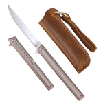 Samior GP035 Grey Titanium Handle Flipper Knife, 3.5" M390 Blade