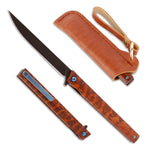 Samior GP035 Snake Wood Handle Flipper Knife, 3.5" D2 Blade,