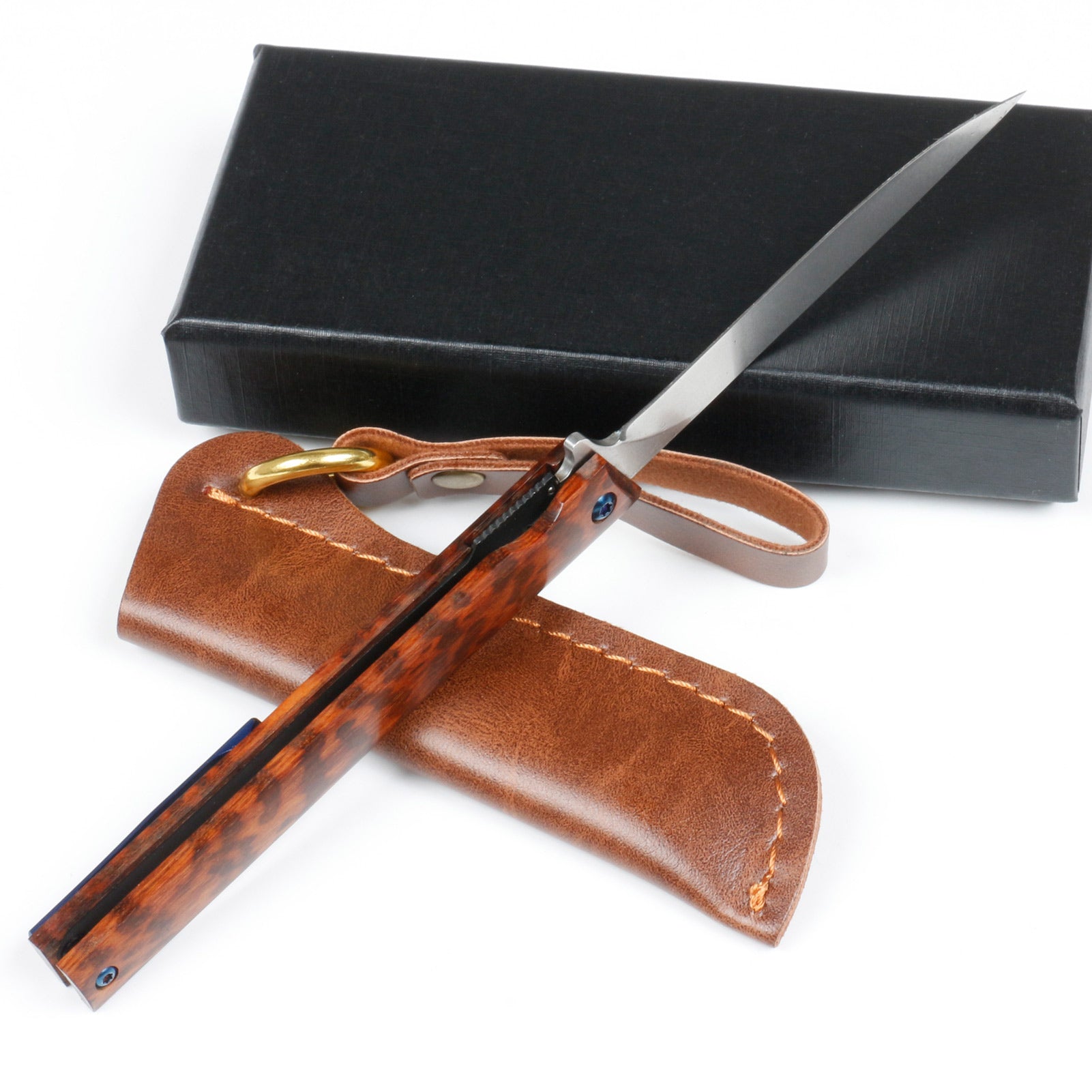 Samior GP035 Snake Wood Handle Flipper Knife, 3.5
