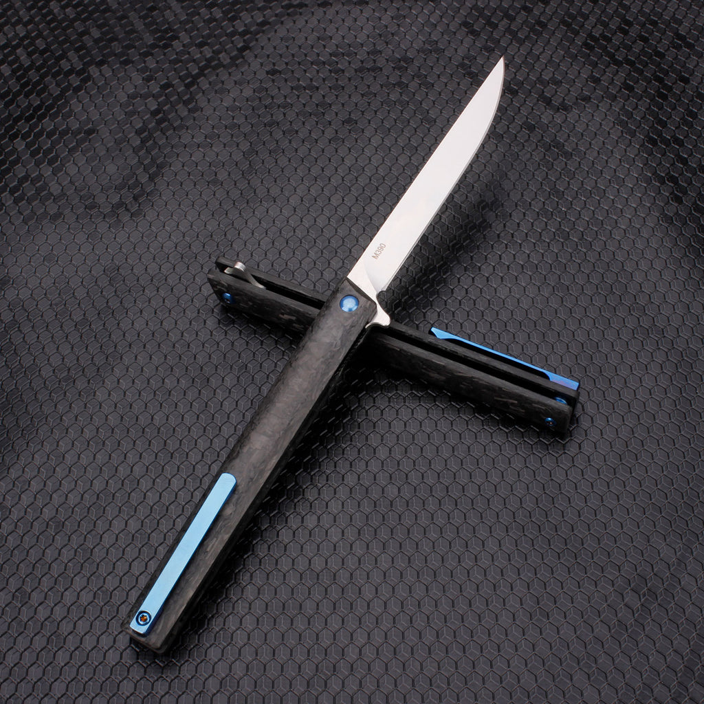 Samior GP035 Marble Carbon Fiber Handle Pocket Knife, 3.5" M390 Blade,