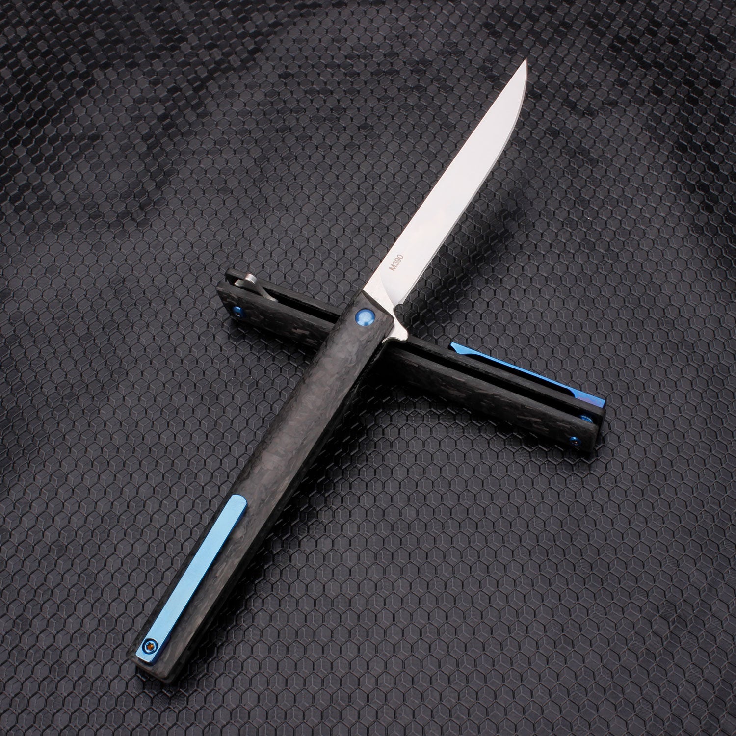 Samior GP035 Marble Carbon Fiber Handle Pocket Knife, 3.5" M390 Blade,