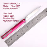 Samior GP035 Aluminum Handle Flipper Knife, 3.5" D2 Blade,