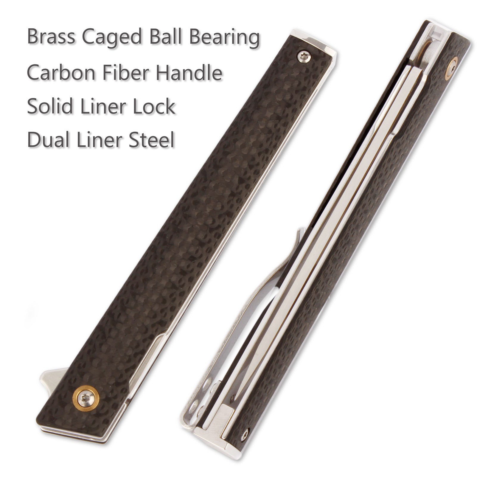 Samior S158 Flipper Pocket Knife, 3.2" D2 TantoBlades, Carbon Fiber Handle