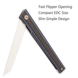 Samior S158 Flipper Pocket Knife, 3.2" D2 TantoBlades, Carbon Fiber Handle