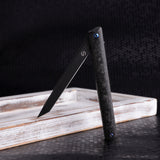 Samior GP035 Marble Carbon Fiber Handle Pocket Knife, 3.5" M390 Tanto Blade,