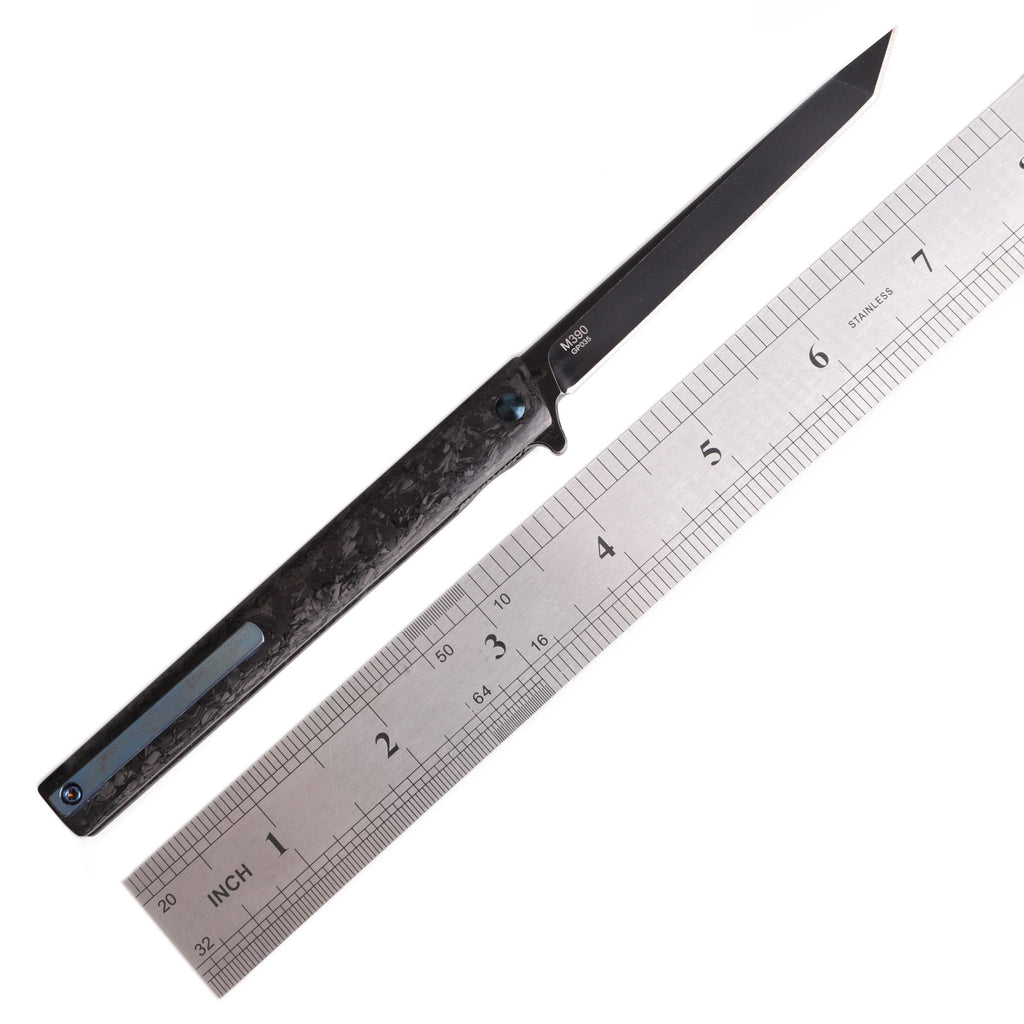 Samior GP035 Marble Carbon Fiber Handle Pocket Knife, 3.5" M390 Tanto Blade,