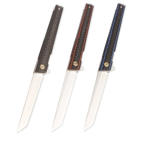  Samior GD035 Small Slim Folding Pocket Flipper Knife, 3.5  inches VG10 Damascus Tanto Blade, Slender Grey Titanium Handle Frame Lock  Pocket Clip, Gentleman's EDC Knives : Tools & Home Improvement